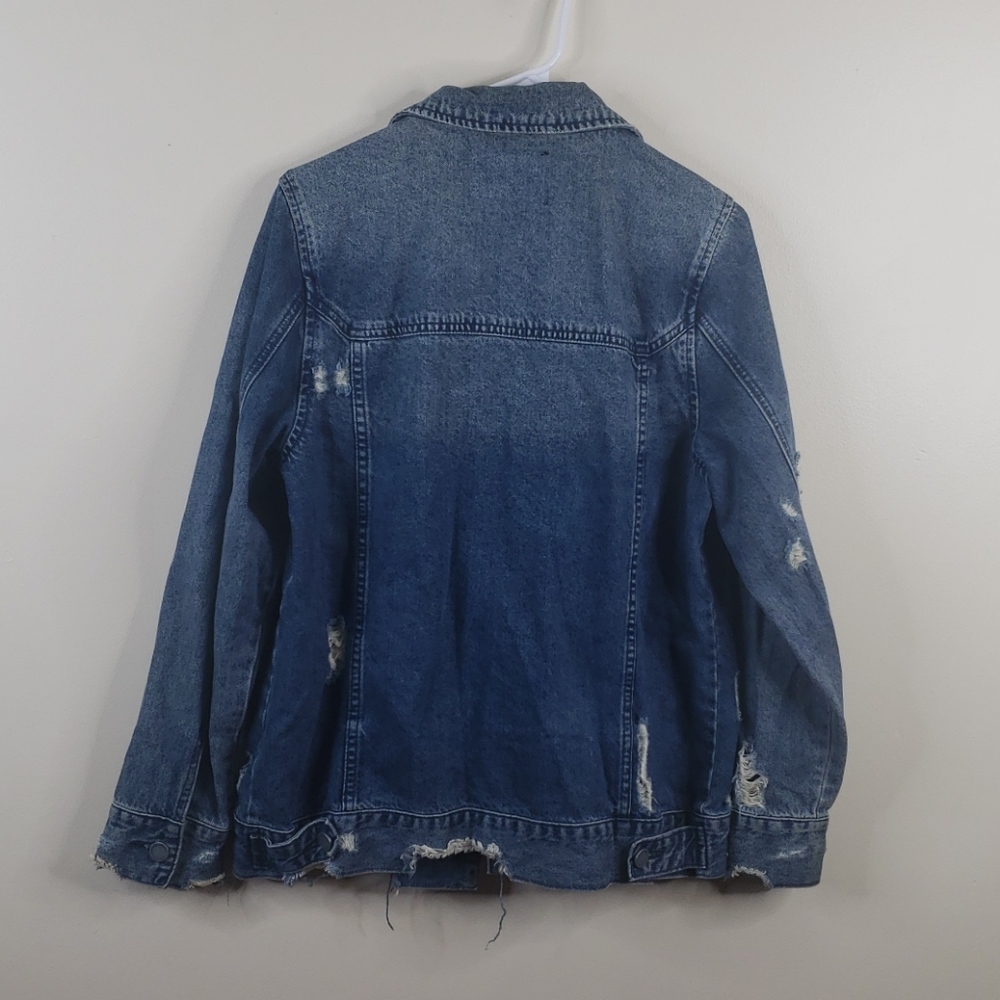 Black NYC Distressed Jean Jacket - Picture 3 of 3